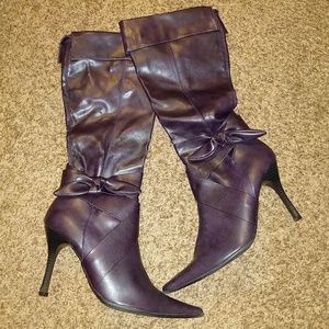 Plum knee high boots